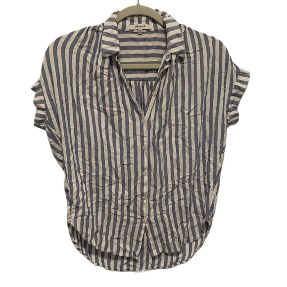 Madewell Central Striped Short Sleeve Button Down Shirt - Picture 1 of 8